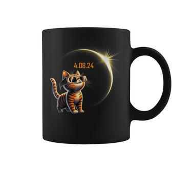 Total Solar Eclipse 0482024 Cat In Astronomy Glasses Coffee Mug - Seseable