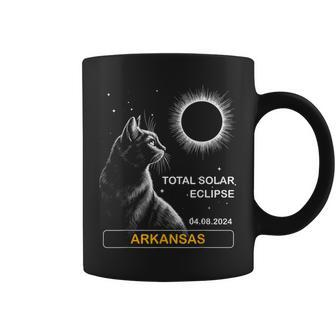 Total Solar Eclipse 2024 Arkansas 2024 Cat Coffee Mug - Seseable