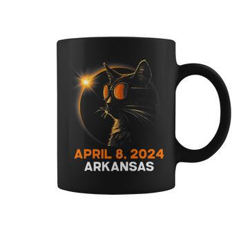 Total Solar Eclipse 2024 Arkansas Cat Lover Wearing Glasses Coffee Mug - Thegiftio UK