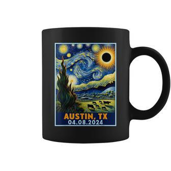 Total Solar Eclipse 2024 Austin Texas Van Gogh Starry Night Coffee Mug | Mazezy