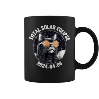 Total Solar Eclipse 2024 Cat Wearing Solar Eclipse Glasses Coffee Mug | Mazezy