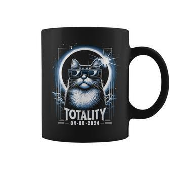 Total Solar Eclipse 2024 Cat Wearing Glasses Totality Cat Coffee Mug - Monsterry AU