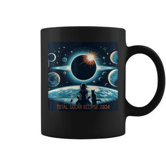 Total Solar Eclipse 2024 Girl Cat Eclipse Coffee Mug - Monsterry CA