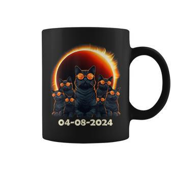 Total Solar Eclipse 2024 Group Of Cats Wearing Sunglasses Coffee Mug - Monsterry DE