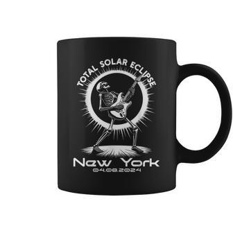 Total Solar Eclipse 2024 New York Skeleton Electric Guitar Coffee Mug - Thegiftio