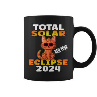Total Solar Eclipse 2024 New York Tabby Cat Wearing Glasses Coffee Mug - Thegiftio UK