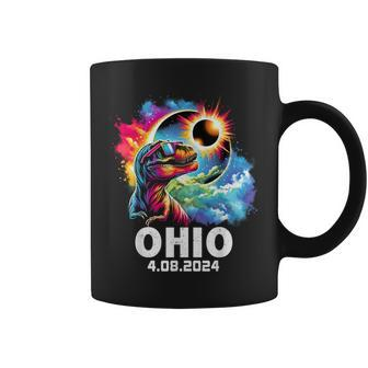 Total Solar Eclipse 2024 Ohio T Rex Dinosaur Eclipse Glasses Coffee Mug - Monsterry AU