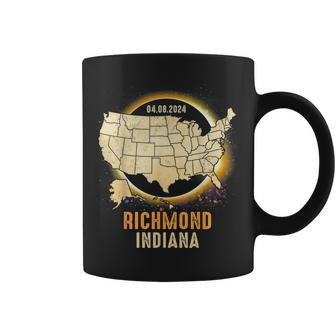 Total Solar Eclipse 2024 Richmond Indiana Usa Map Colorful Coffee Mug - Monsterry DE