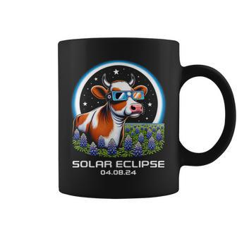 Total Solar Eclipse 2024 Texas Bluebonnet Cow Totality Cute Coffee Mug | Mazezy