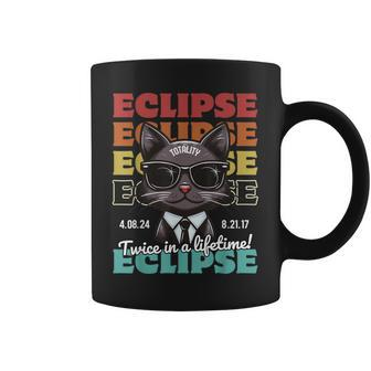 Total Solar Eclipse 2024 Twice In A Lifetime Totality Cat Coffee Mug - Monsterry AU