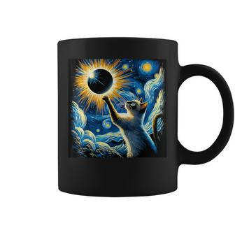 Total Solar Eclipse 2024 Van Gogh Starry Night Siamese Cat Coffee Mug - Seseable