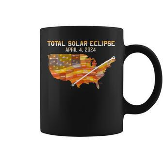 Total Solar Eclipse 4 8 2024 American Flag Path Of Totality Coffee Mug - Seseable