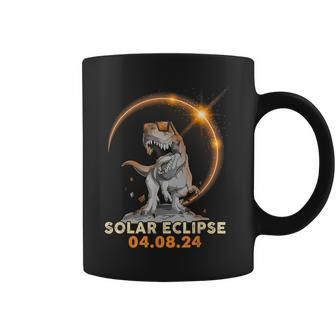 Total Solar Eclipse April 8 2024 America Dinosaurs Trex Dino Coffee Mug - Seseable
