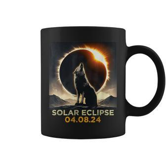 Total Solar Eclipse April 8 2024 America Wilderness Wolf Coffee Mug | Mazezy