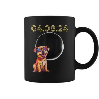 Total Solar Eclipse April 8 2024 Puppy Dog Wearing Shades Coffee Mug - Seseable