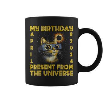 Total Solar Eclipse Birthday April 8 2024 Cat Birthday Party Coffee Mug - Monsterry DE