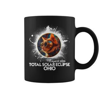 Total Solar Eclipse Cat Cincinnati Ohio 2024 Astronomy Cat Coffee Mug - Seseable