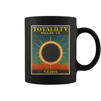 Total Solar Eclipse Dallas Texas Retro Totality 4 8 2024 Coffee Mug - Monsterry DE