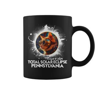 Total Solar Eclipse Erie Pennsylvania 2024 Astronomy Cat Coffee Mug - Seseable