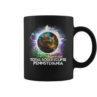 Total Solar Eclipse Erie Pennsylvania 2024 Cat Totality Coffee Mug | Mazezy