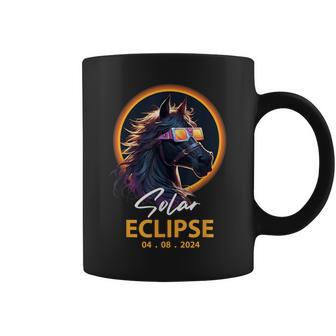 Total Solar Eclipse Horse Wearing Glasses Solar 2024 Eclipse Coffee Mug | Mazezy