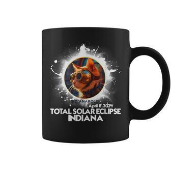 Total Solar Eclipse Indianapolis Indiana 2024 Astronomy Cat Coffee Mug - Seseable