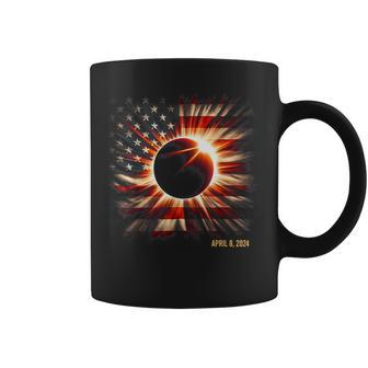 Totality 2024 American Flag Total Solar Eclipse Coffee Mug - Monsterry