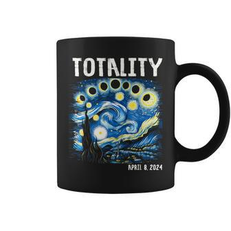Totality Total Solar Eclipse 2024 4 08 Starry Night Painting Coffee Mug - Seseable