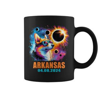 Totality Total Solar Eclipse 2024 Arkansas Corgi Dog Coffee Mug | Mazezy
