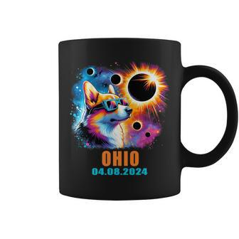 Totality Total Solar Eclipse 2024 Ohio Corgi Dog Coffee Mug - Monsterry AU