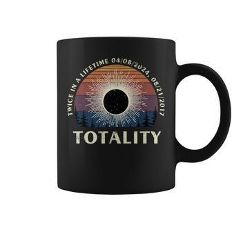 Totality Twice In A Lifetime 2017 2024 Vintage Solar Eclipse Coffee Mug - Thegiftio
