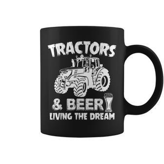 Tractors And Beer Living The Dream Farmer Sarcasm Coffee Mug - Thegiftio UK