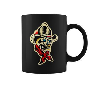 Traditional Cowboy Skull Tattoo Coffee Mug - Seseable