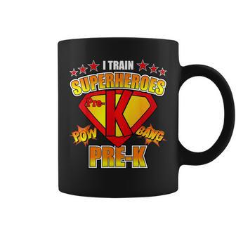 I Train Super Heroes T Pre-K Teacher School Idea Coffee Mug - Monsterry