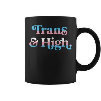 Trans And High Weed Marijuana Retro Lgbtq Pride Flag Coffee Mug - Monsterry AU