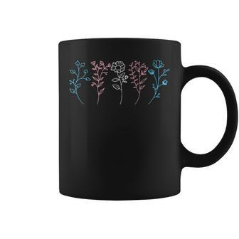 Trans Pride Flowers Floral Transgender Flag Lgbtq Coffee Mug - Monsterry