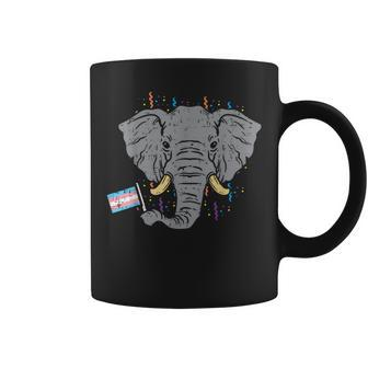 Transgender Flag Elephant Lgbt Trans Pride Stuff Animal Coffee Mug - Monsterry CA
