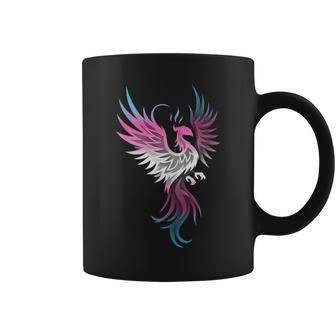 Transgender Phoenix Bird Trans Pride Flag Rising From Ashes Coffee Mug - Monsterry CA