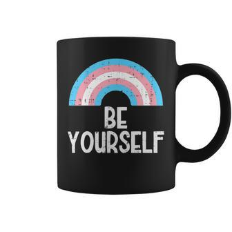 Transgender Rainbow Be Yourself Pocket Cute Trans Pride Flag Coffee Mug - Thegiftio UK