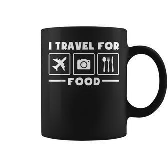 Traveler Flight Vacation Trip I Travel For Food Watercolor Coffee Mug - Monsterry CA