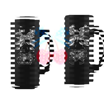 Trendy Cherry Coquette Bow Us American Flag 4Th Of July Girl Coffee Mug - Thegiftio