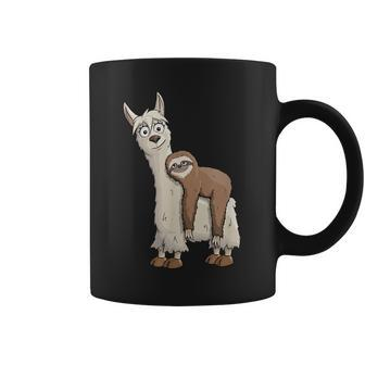 Trendy Funky Cartoon Chill Out Sloth Riding Llama Coffee Mug - Seseable