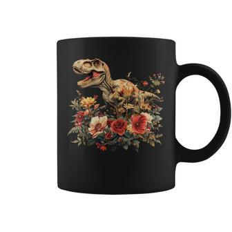 Trex Dinosaur Dino Floral Flower Coffee Mug - Monsterry CA