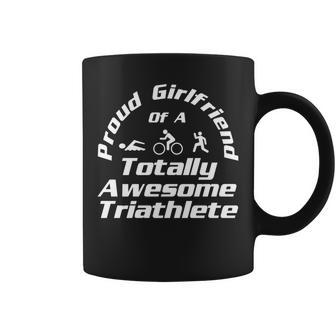 Triathlete Supporter Girlfriend Triathlon Run Swim Bike Coffee Mug - Monsterry CA