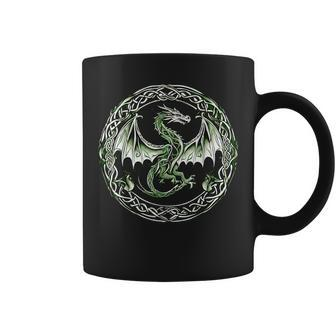 Tribal Irish Green Celtic Knot Fantasy Celtic Dragon Coffee Mug - Seseable