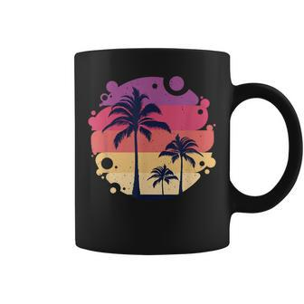 Tropical Sunset Palm Tree Retro Vintage Coffee Mug - Monsterry