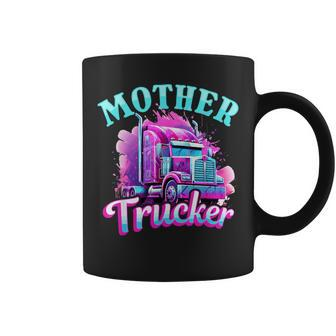 Trucker Truck Woman Mother Trucker Coffee Mug - Monsterry CA