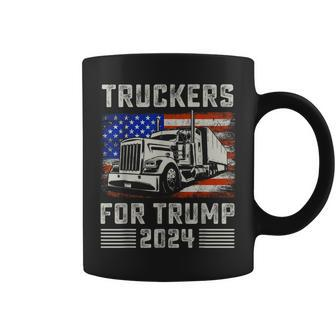 Truckers For Trump American Flag Trump 2024 Vintage Coffee Mug | Mazezy