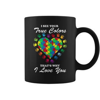 True Colors Heart Puzzle Cool Autism Awareness Coffee Mug - Monsterry DE