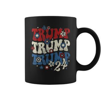 Trump Trump Trump 2024 Retro Groovy Coffee Mug | Mazezy